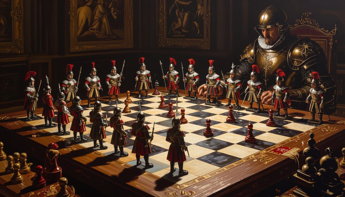 Renaissance Stratego Board Game with Miniature Soldiers
