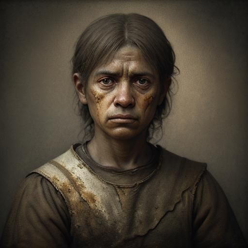 Biblical Children Portrait in Antique Matte Painting Style