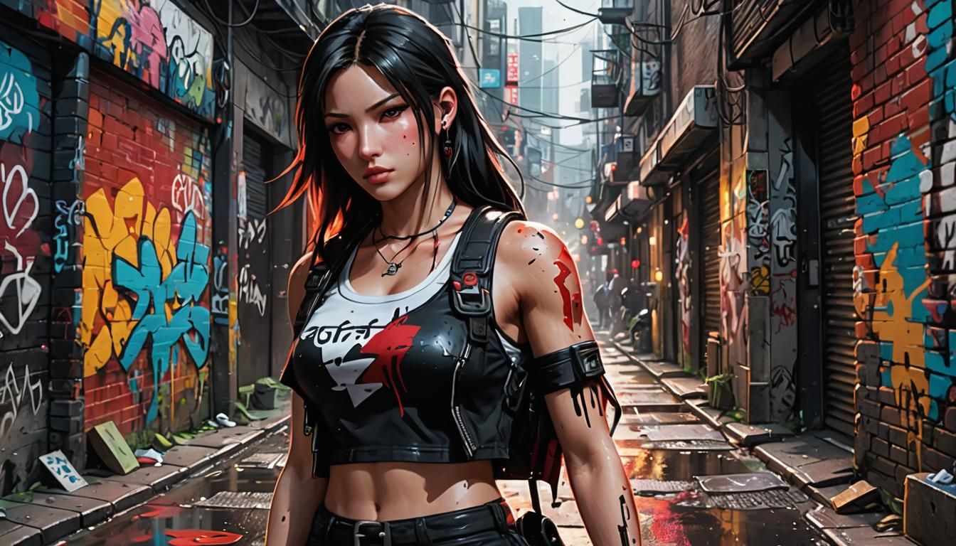 Tifa Lockhart in Graffiti Alley: Digital Painting