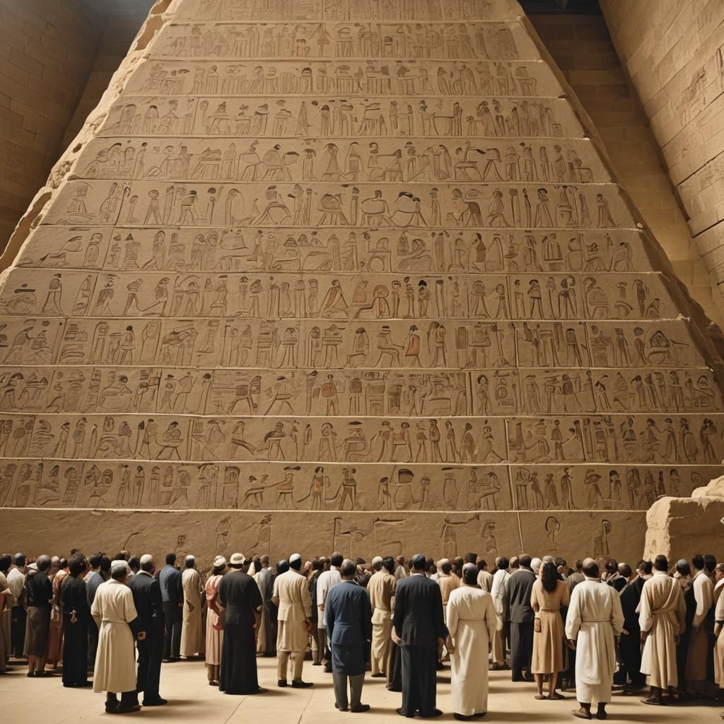 Ancient Egyptians View British Exhibit in Pyramid