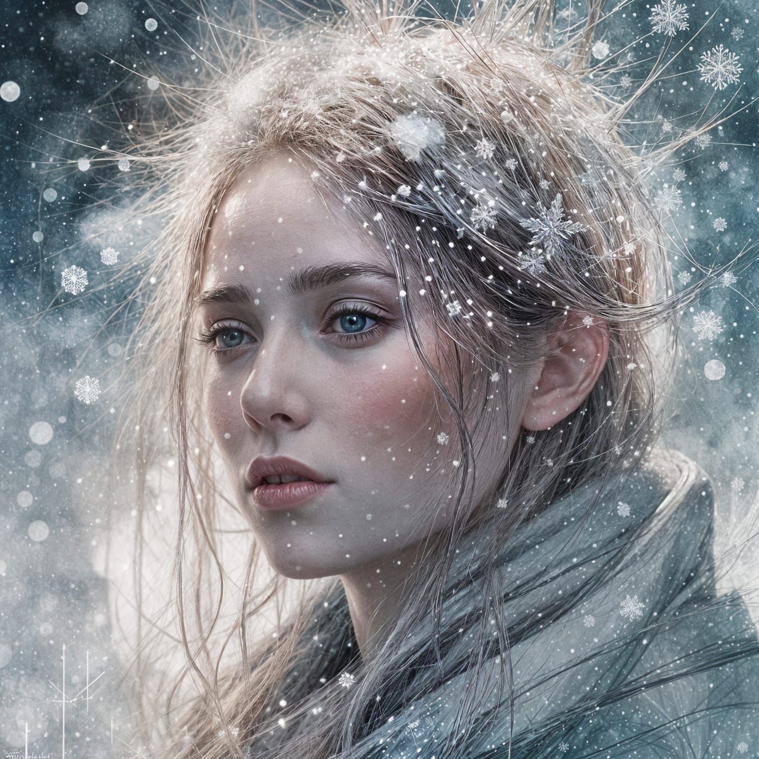 Winter's Enchanting Snow Fairy in Double Exposure