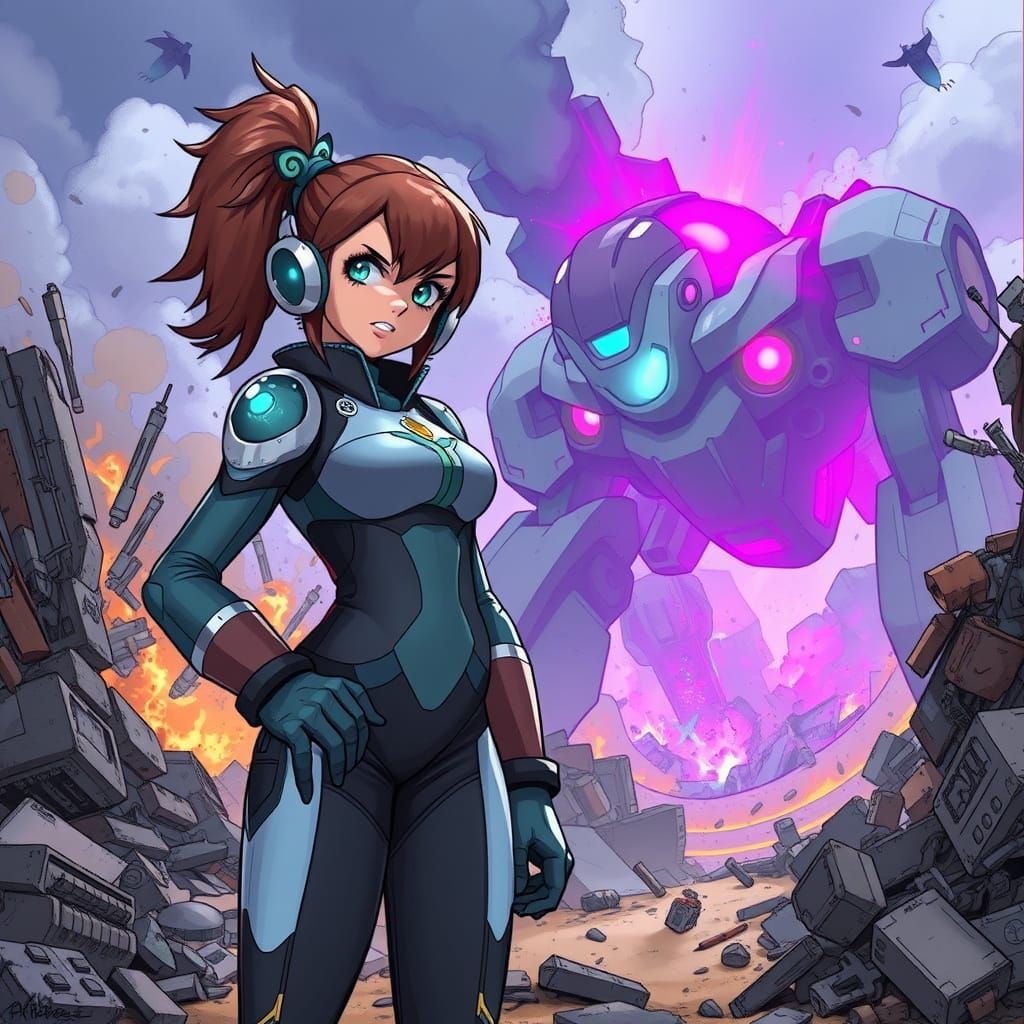 Phelia and Mega Man Face Robotic Threat
