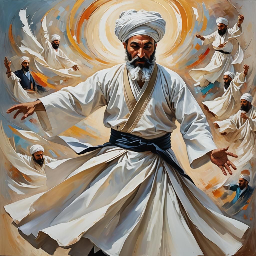 Whirling Dervish Dance: Impressionist Oil Painting