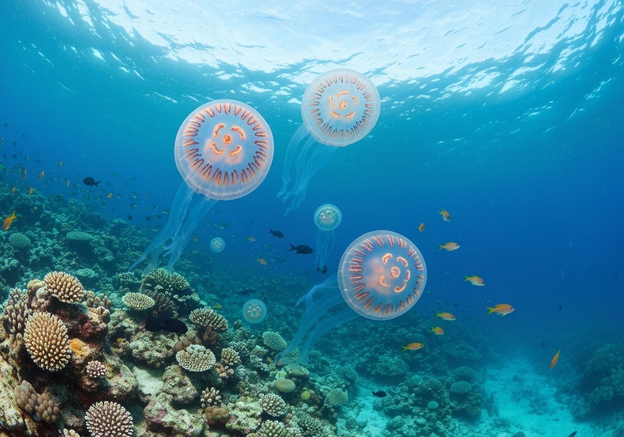 Ethereal Jellyfish in a Mystical Underwater Scene