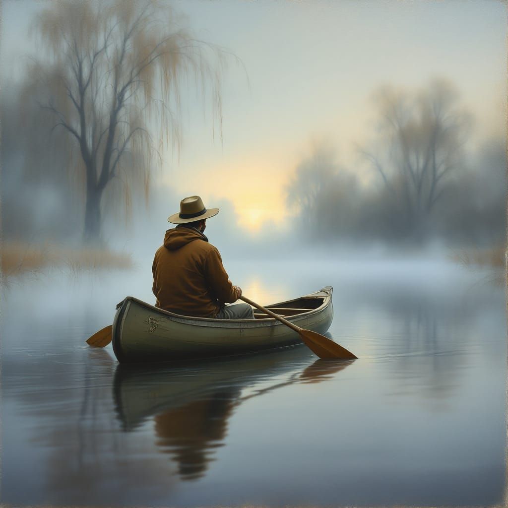 Misty Lake Canoe Ride in Ethereal Style