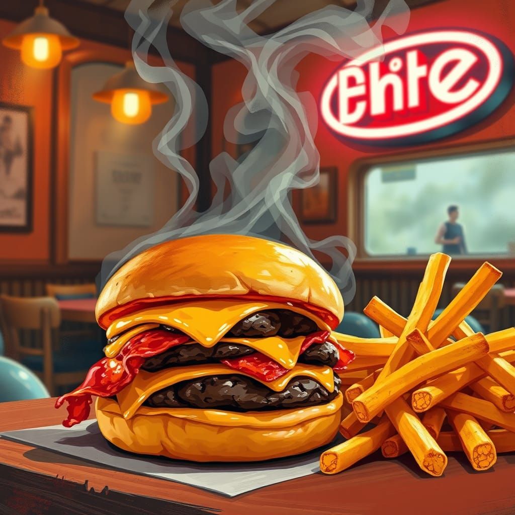Juicy Burger with Fries: Art Inspired by Ash Thorp