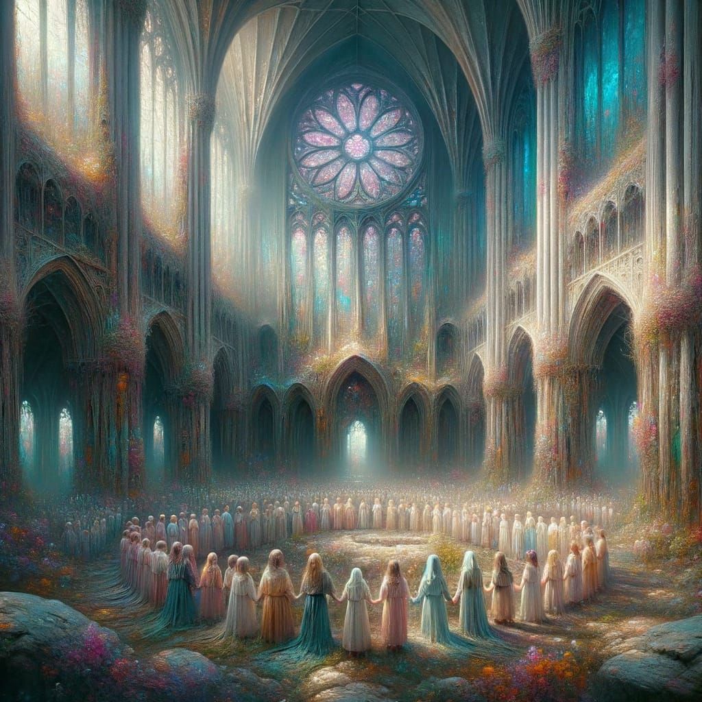Gothic Cathedral Alien Choir in Surreal Biomechanical Style