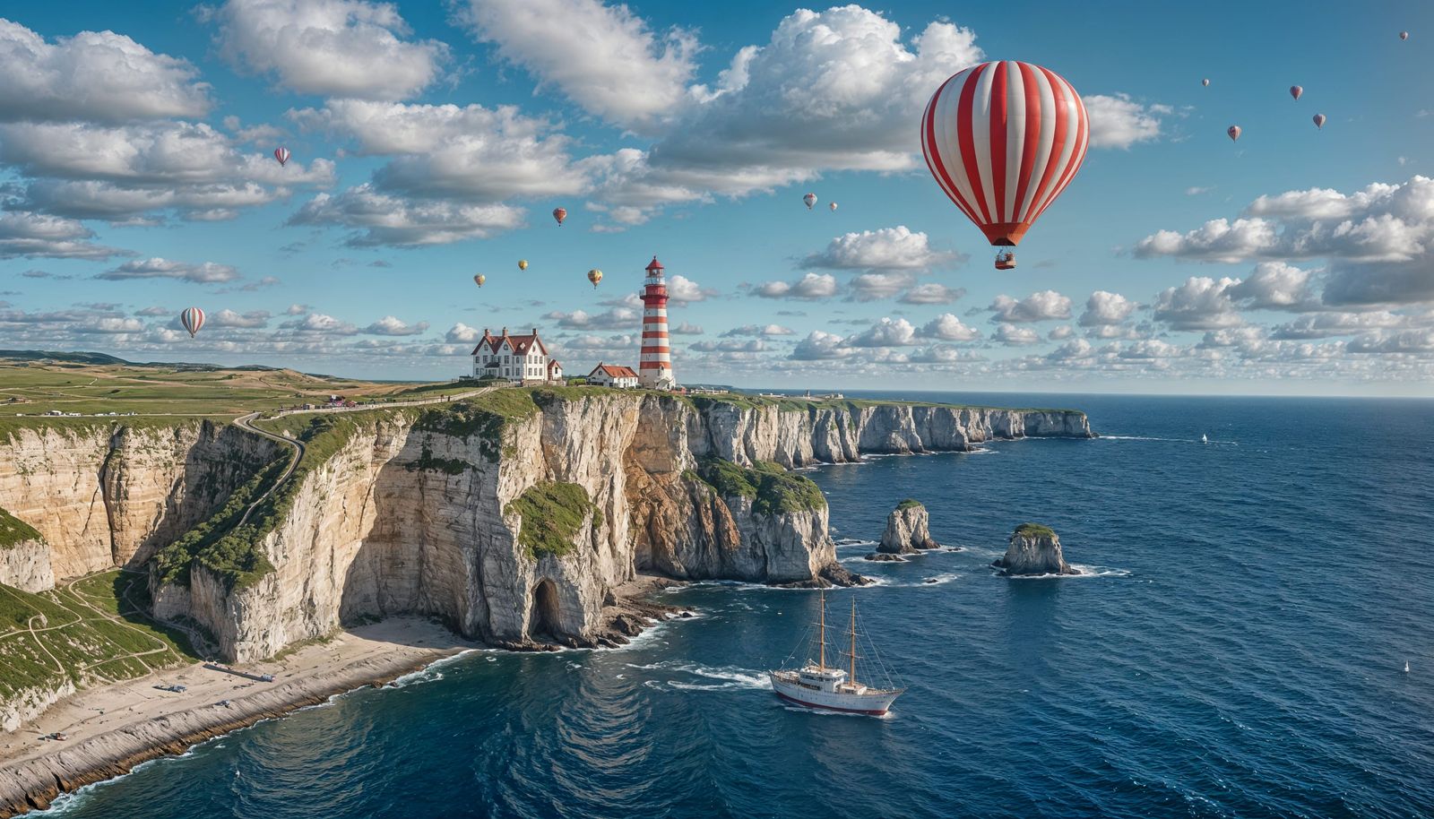 Hot Air Balloon Flight Near White Cliffs
