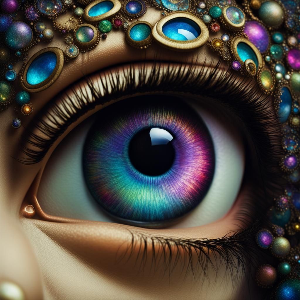 Prismatic Chibi with Long Lashes and Jewels