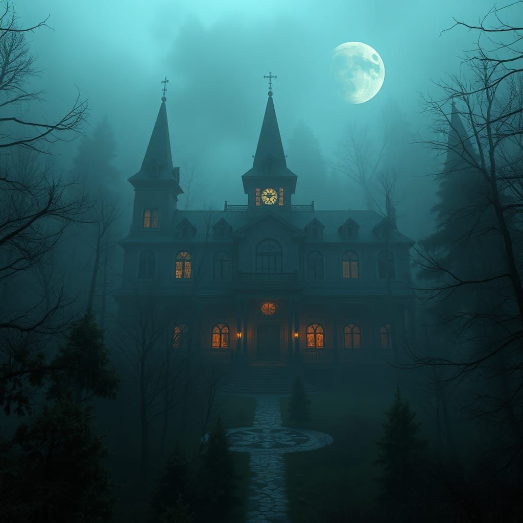 Mystical Haunted School in Tim Burton Style