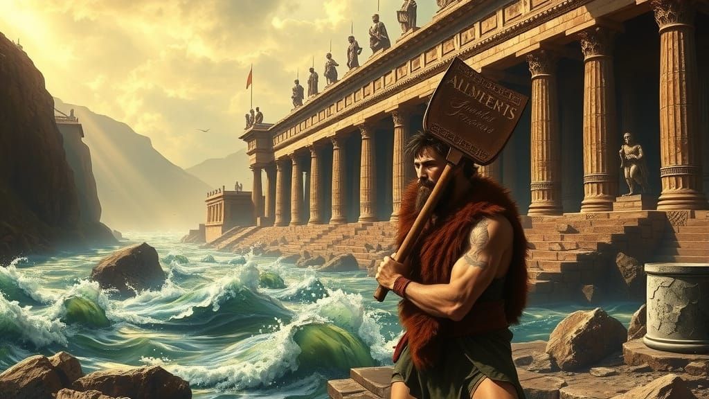 Heroic Heracles Redirects Ancient Rivers in a Classical Gree...