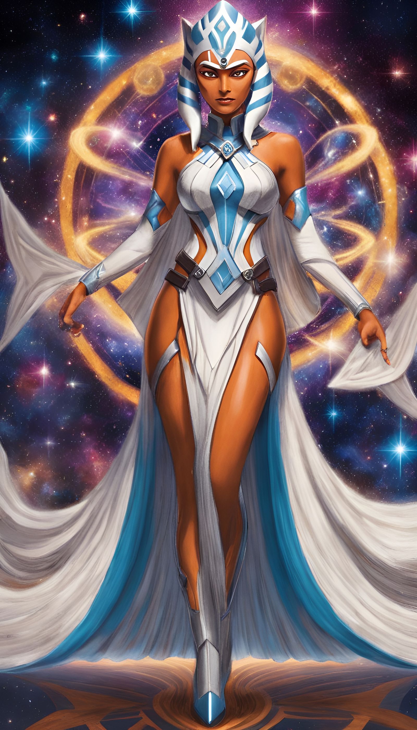 Ahsoka Tano as Astral Goddess in Cosmic Art
