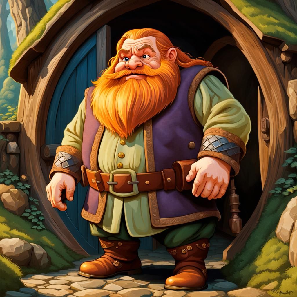 Bombur the Dwarf in Fantasy Illustration Style