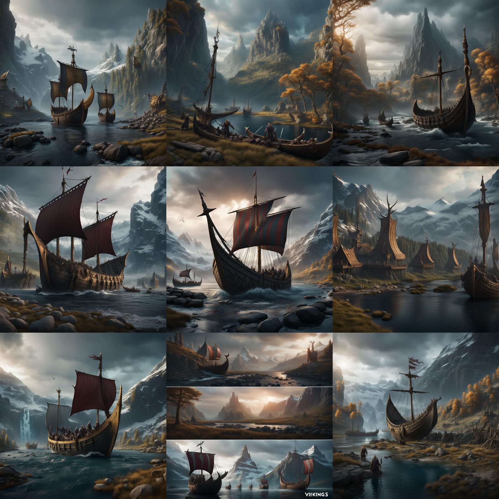 Viking Warriors in Detailed Matte Painting