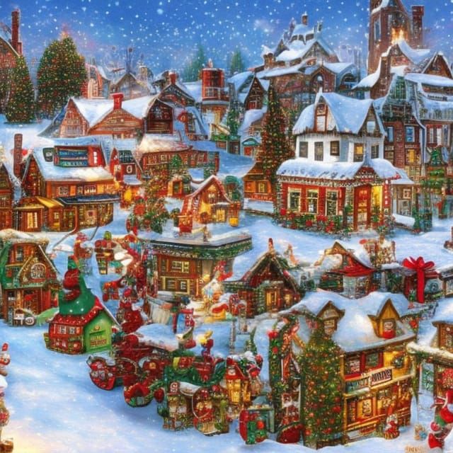 Steampunk Android in Christmas Town: Aetherpunk Art