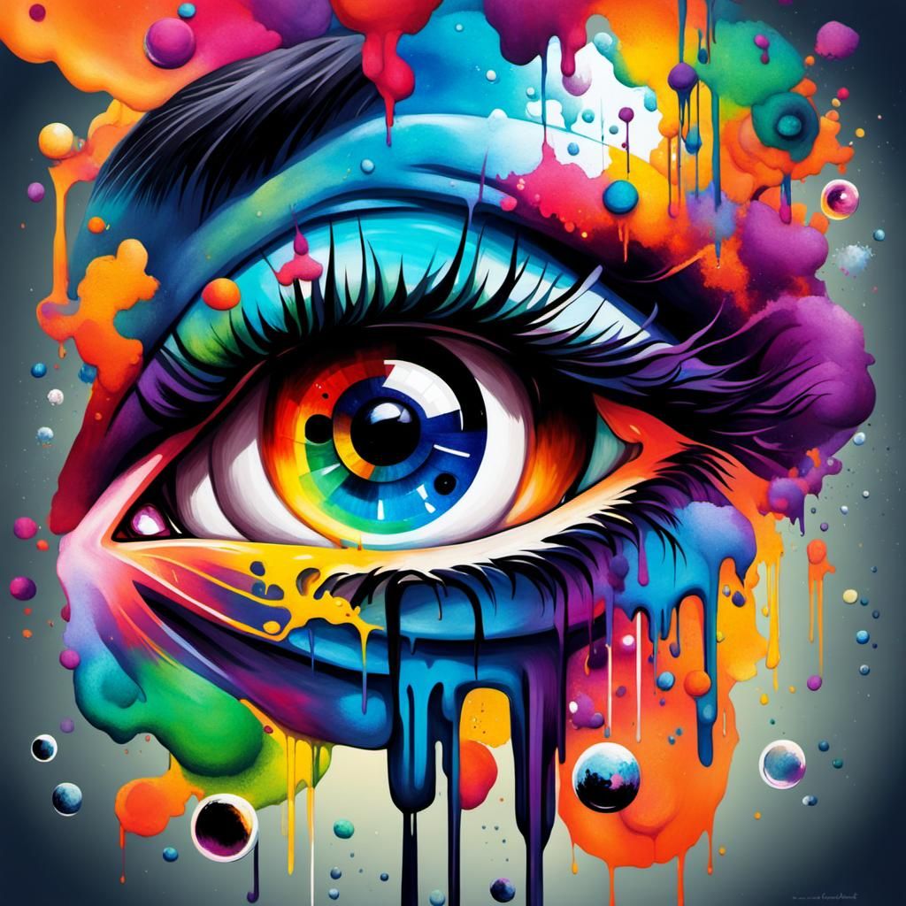 Scientist's Mind's Eye: Surreal Watercolor Graffiti Art