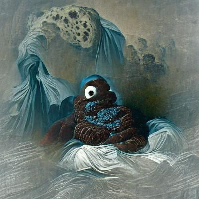 Horror Cookie Monster in Dark Fantasy Style