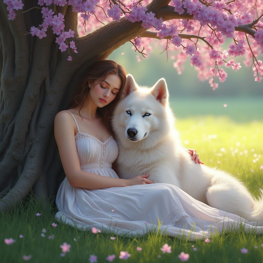 Serene Woman in a Tranquil Forest Glade