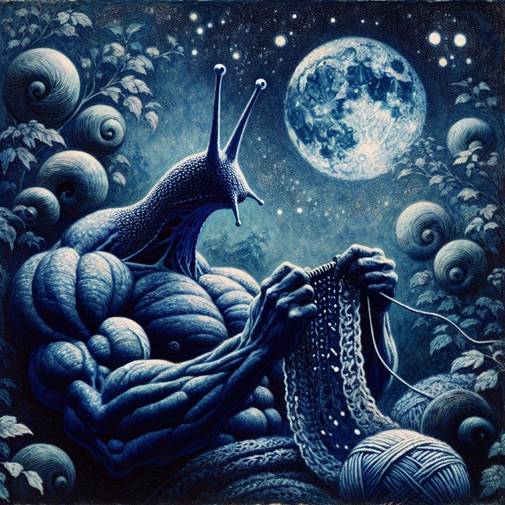 Muscled Snail Knitting on the Moon