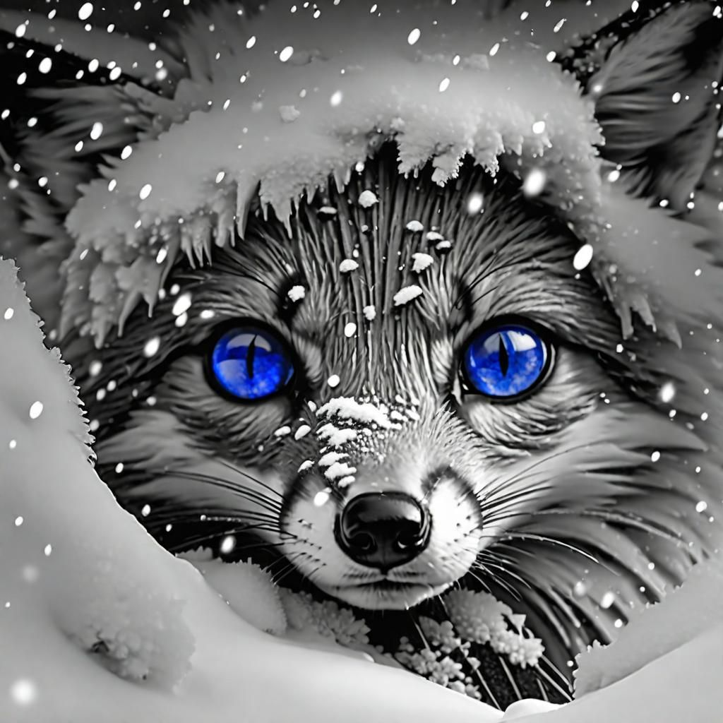 Frozen Fox - Blue eyes.