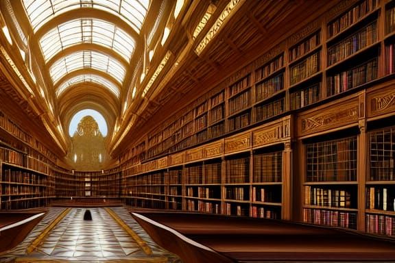 Heavenly Library: An Intricate Digital Painting
