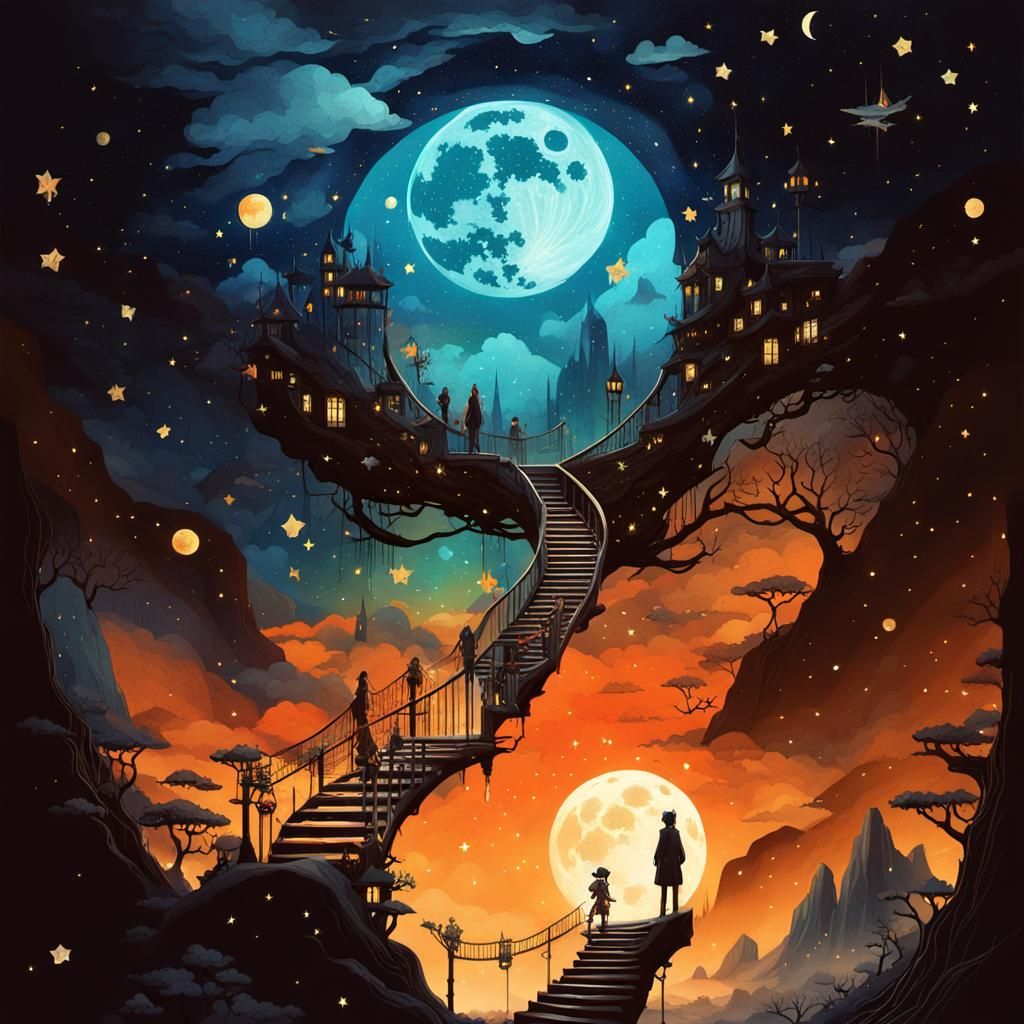 Fantasycore Journey in Double Exposure Collage Art