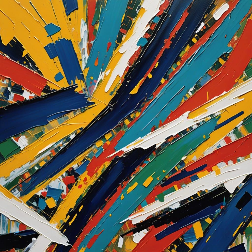 Abstract Expressionist Alpinist in Snowy Valley Backdrop