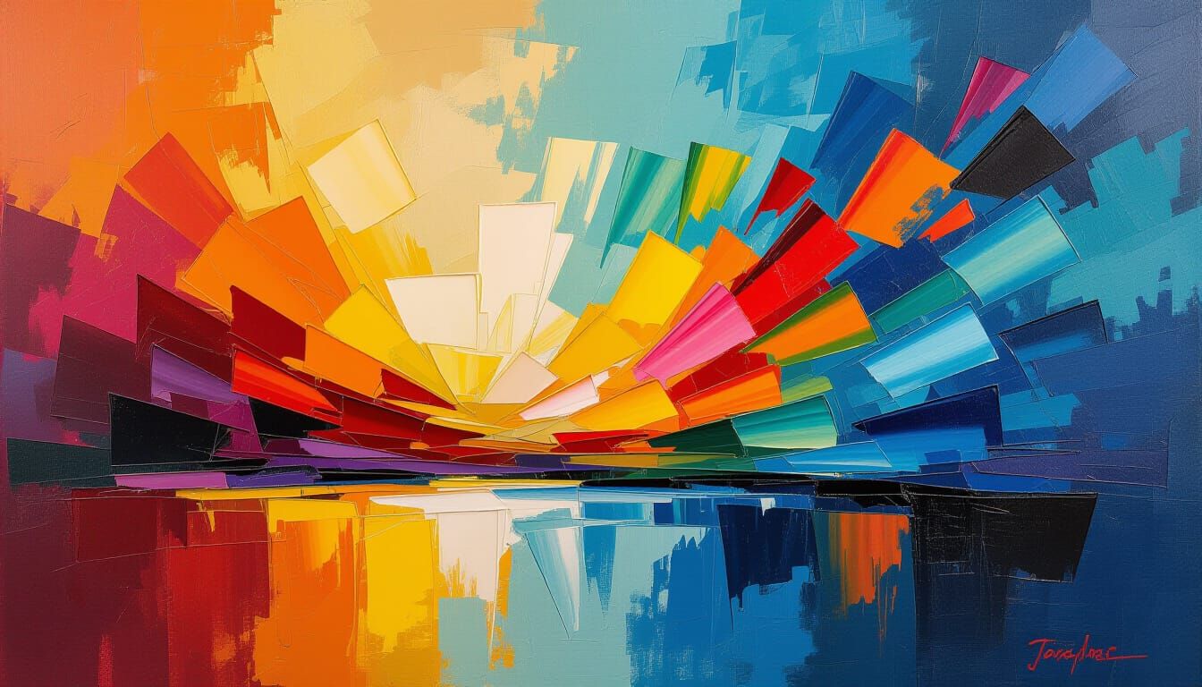 Vibrant Abstract Oil Painting with Dynamic Textures