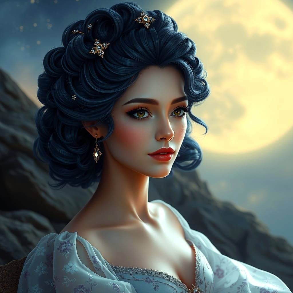 Ethereal Fantasy Queen under the Night Sky