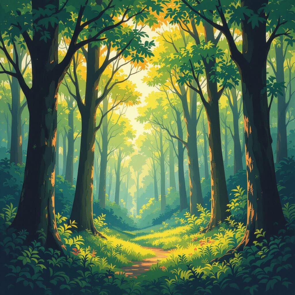 Enchanted Forest: A Miyazaki-Inspired Impression