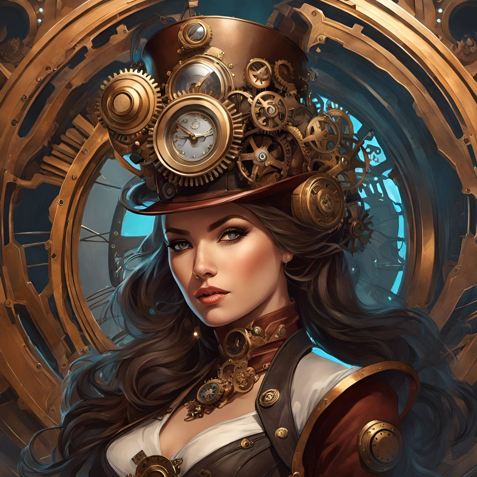Steampunk Lady Portrait in Hyperdetailed Style