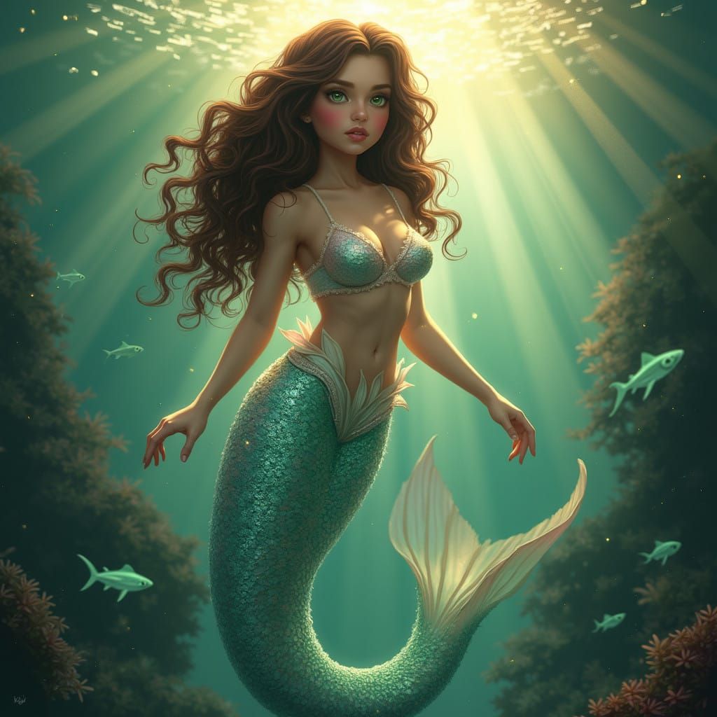 Hyper-Realistic Mermaid Portrait in Pastel Hues