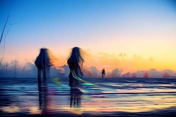 Psychedelic Figures in Dreamscape, Illustration Style