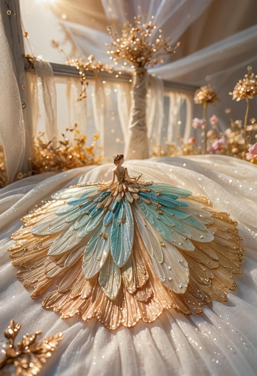 Fairies on White Dress in Ethereal Fairy Art