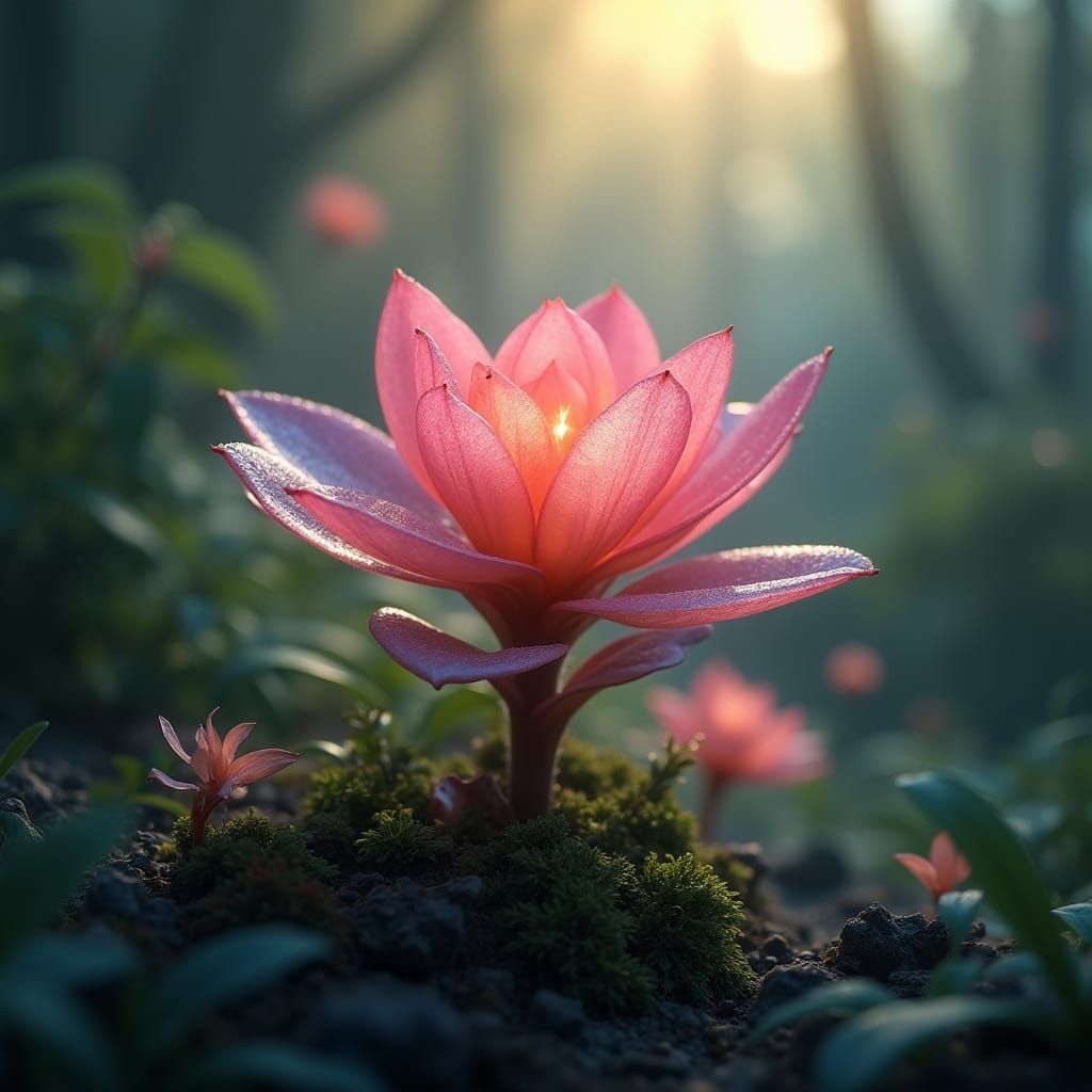 Glowing Plant in Sunlight: A Digital Painting