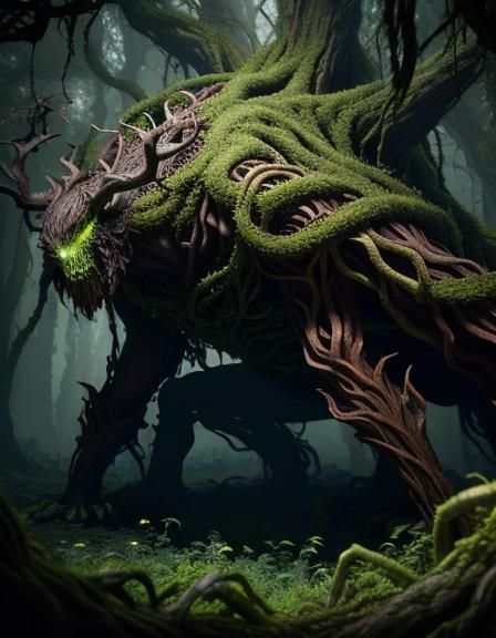 Magic-Twisted Treant with Glowing Eyes