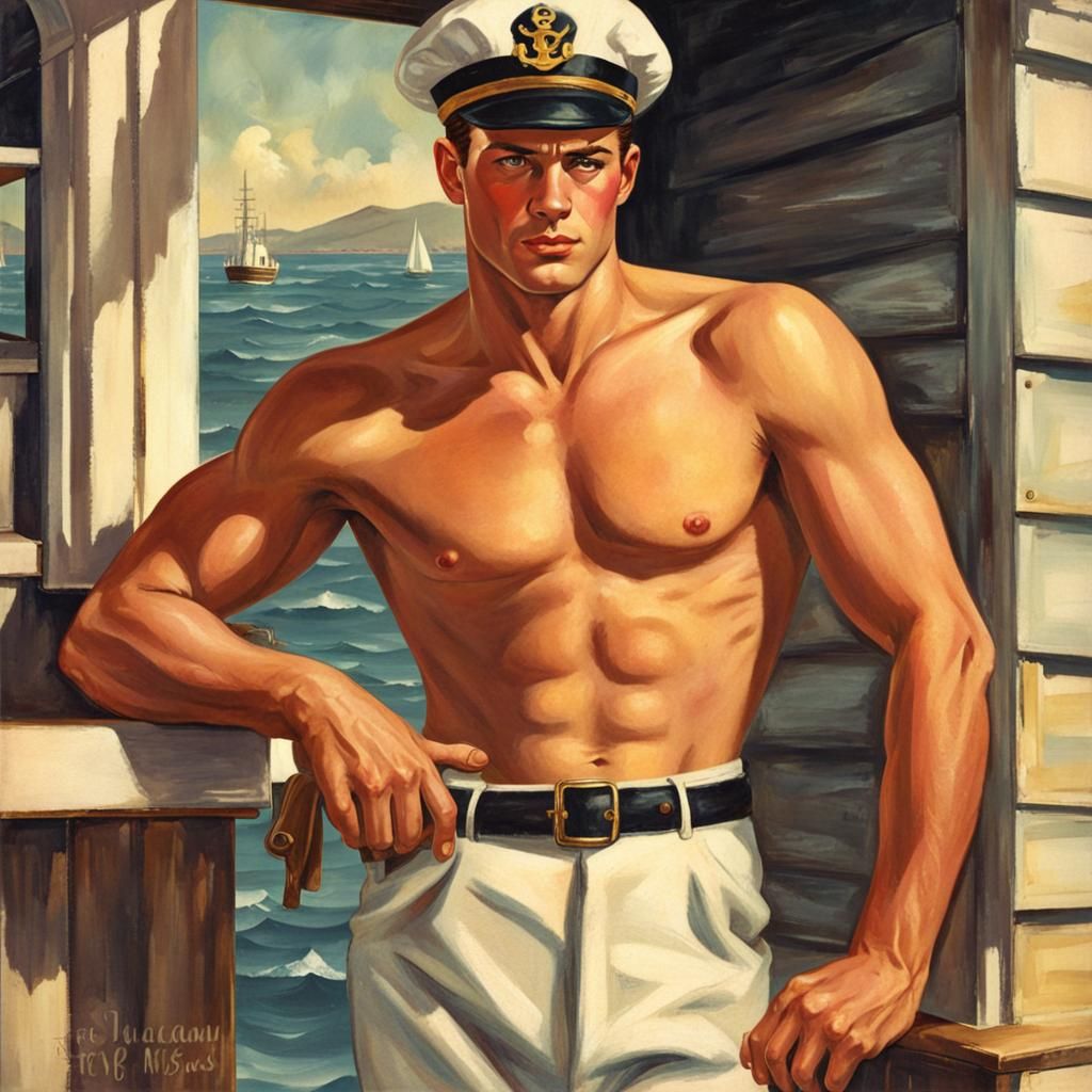 Vintage Pulp Cover: Handsome Sailor in Crime Novel