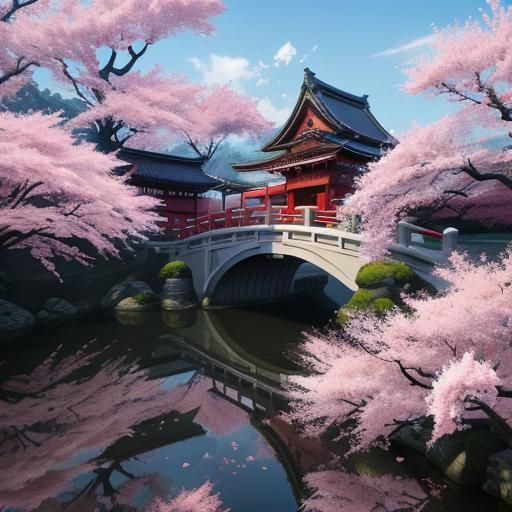 Cherry Blossom Dragon in Detailed Anime Style
