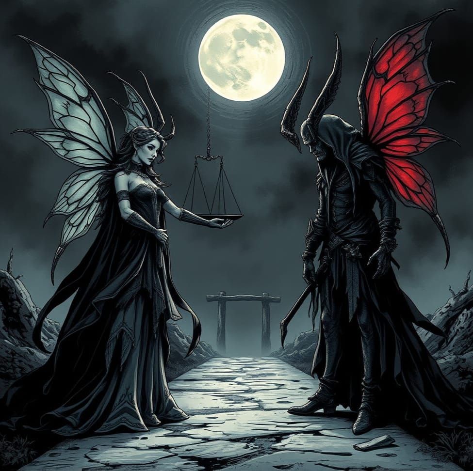 Faerie of Justice meets Faerie of Hate at the blackened cros...
