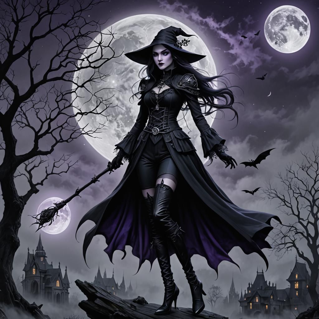 Gothic Anime Moon Goddess Twilight Cleric Portrait