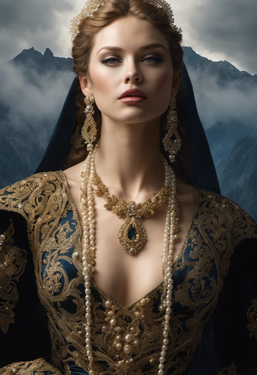 Mountain Goddess in Fairytale Gown, Hyperrealist Art