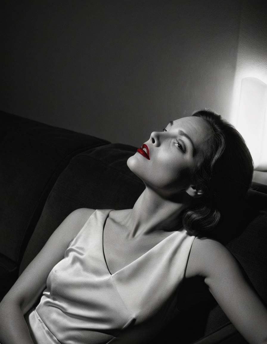 Monochrome Portrait with Scarlet Lipstick