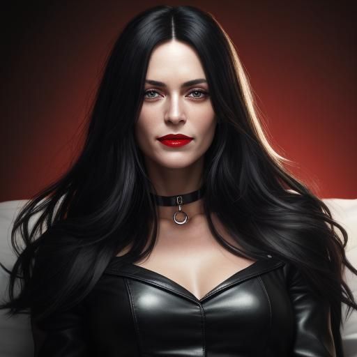 Hyperrealistic Portrait of Woman with Black Hair