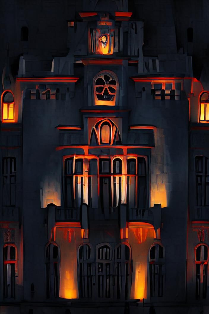 Dramatic Art Deco Castle with Haunting Atmosphere