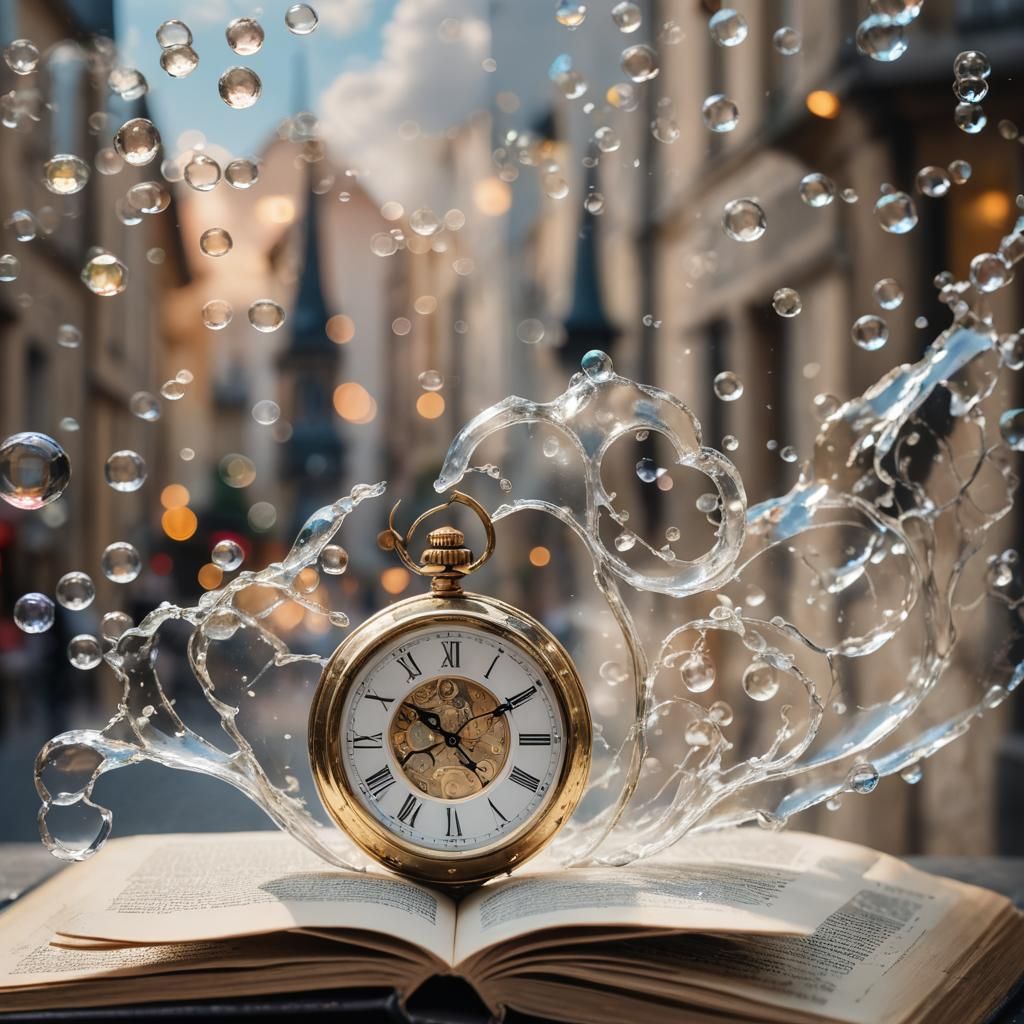 Crystal Clock on Gold Book Above Crystal City