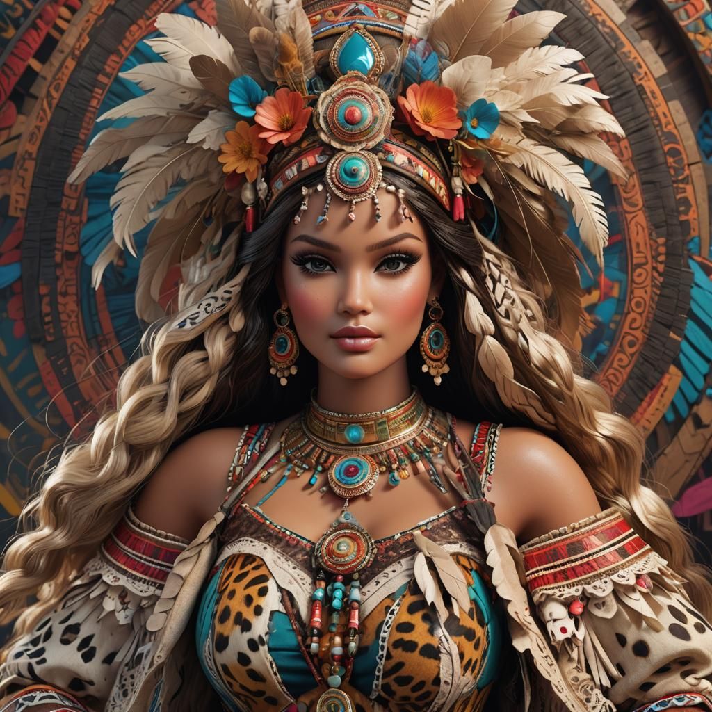 Hyperrealistic Indigenous Barbie Model Portrait in 8K