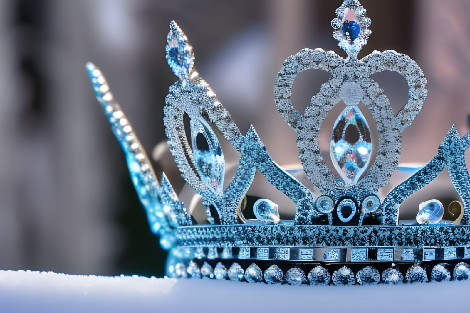 Majestic Ice Queen with Ornate Crown in Hyperrealistic Style