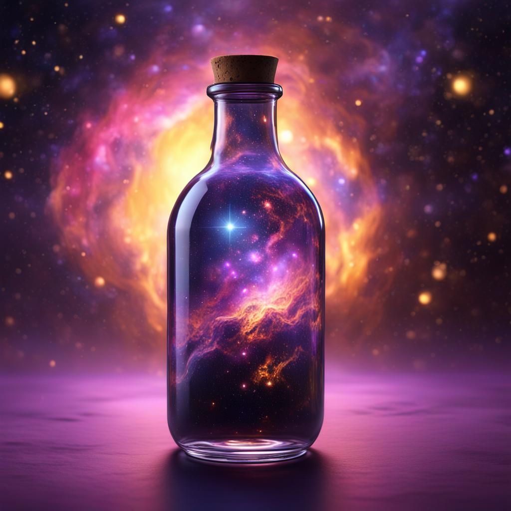 Galaxy in a Bottle: Hyperrealistic Cosmic Art