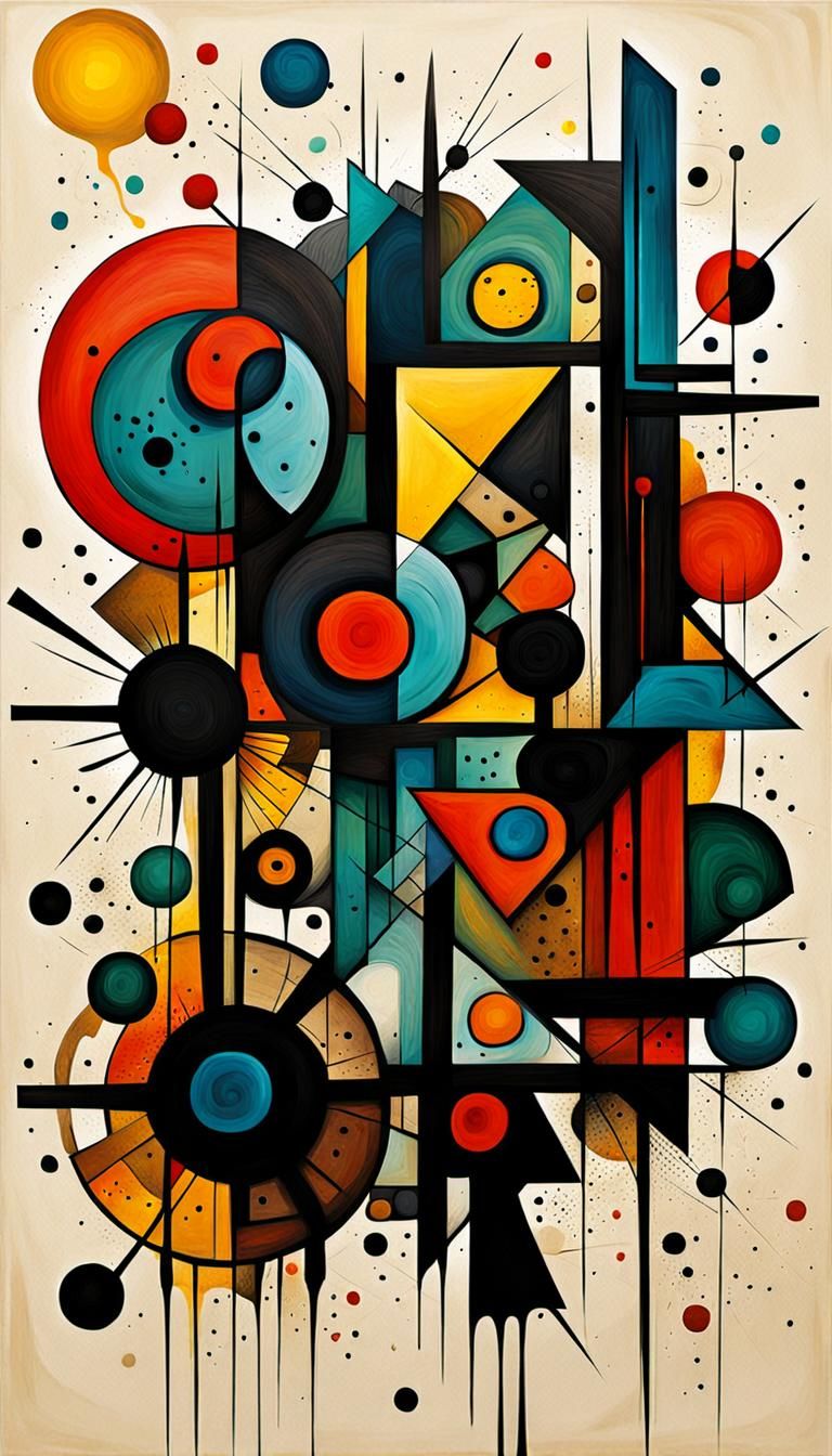 Abstract Ink Splatters in Cubist Steampunk Style