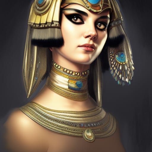 Cleopatra Cat Portrait in Art Nouveau Style